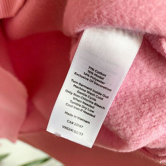 Talbots Bonjour Pink Cotton Sweatshirt Women's Small Terry Embroidered French - Picture 6 of 8